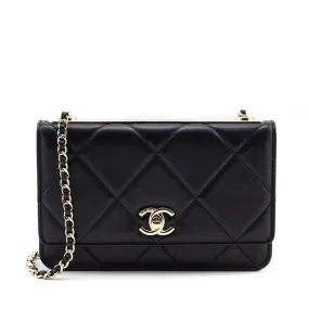 Chanel Black Quilted Lambskin Trendy CC Wallet On Chain