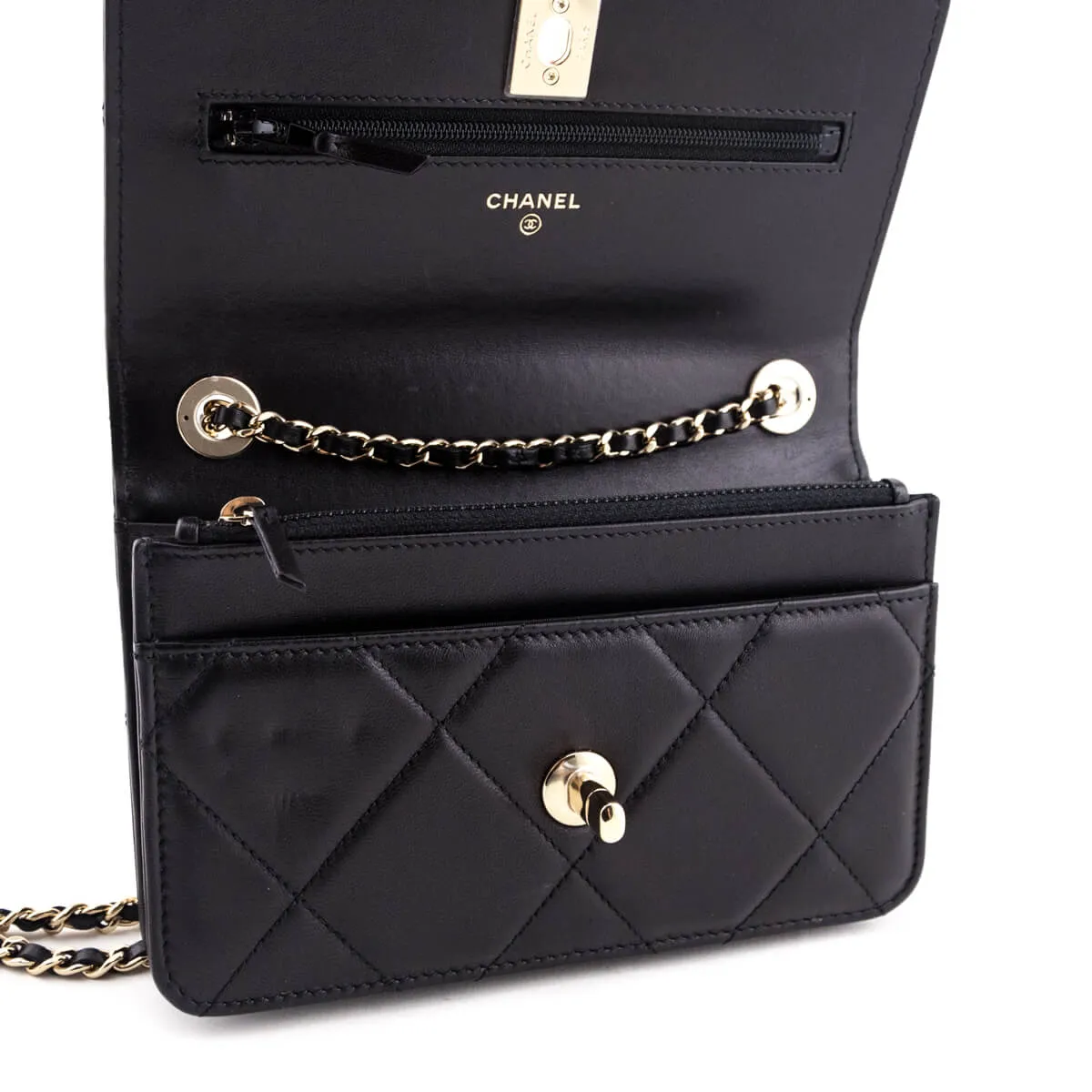 Chanel Black Quilted Lambskin Trendy CC Wallet On Chain