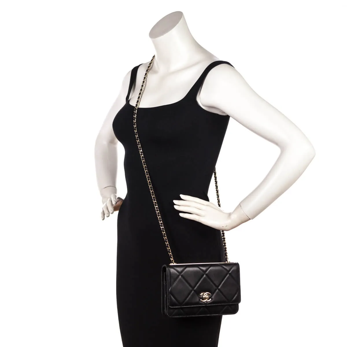 Chanel Black Quilted Lambskin Trendy CC Wallet On Chain