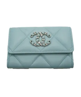 Chanel Blue Lambskin Silver CC Intwined Wallet AGL2374