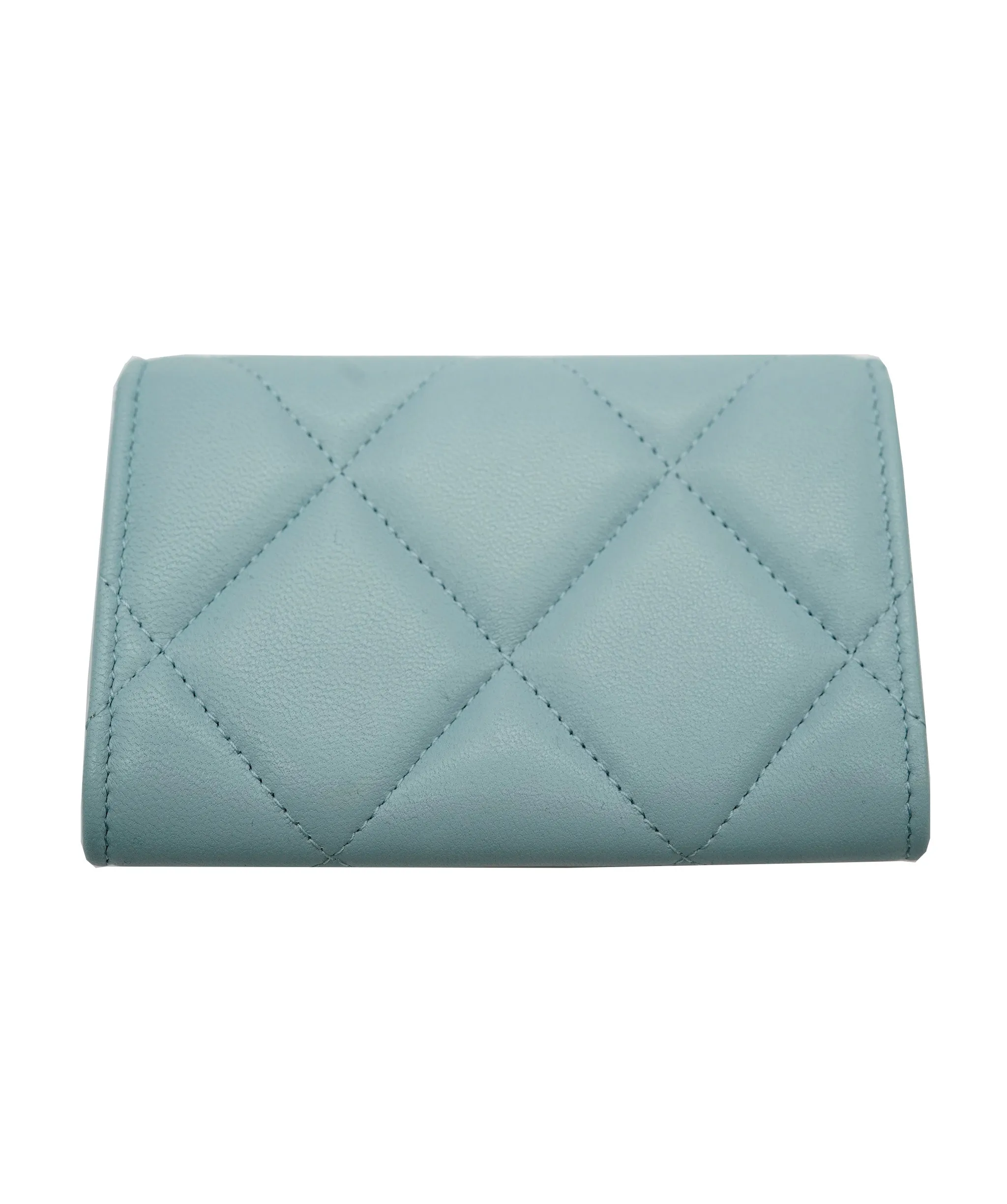 Chanel Blue Lambskin Silver CC Intwined Wallet AGL2374