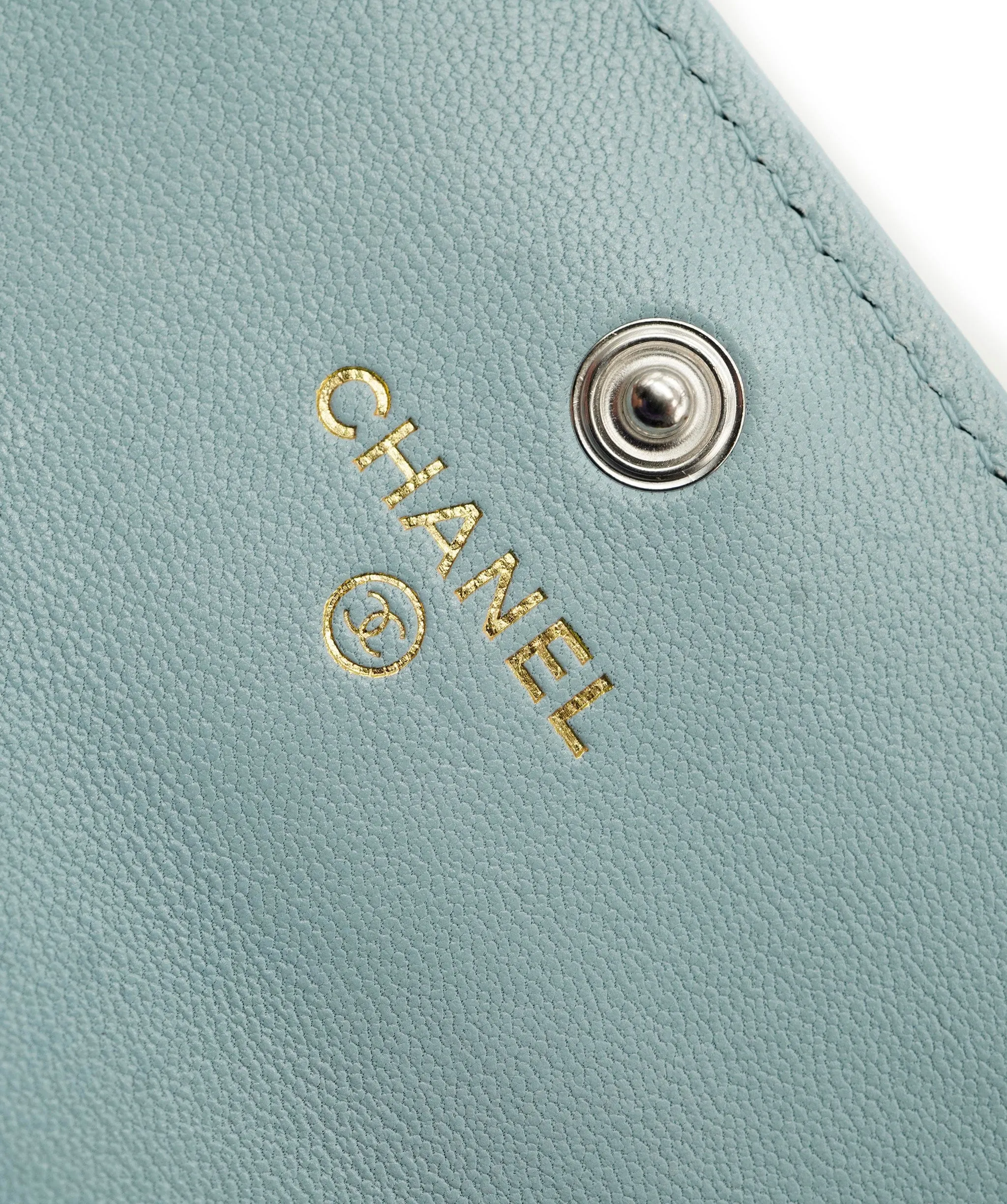 Chanel Blue Lambskin Silver CC Intwined Wallet AGL2374