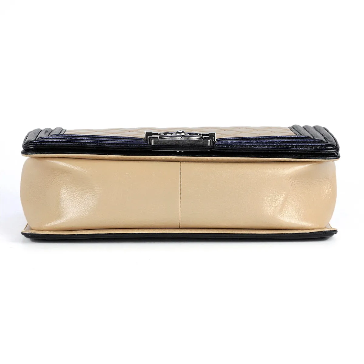 Chanel Boy Bag Two-Tone Lambskin Leather with Ruthenium Hardware Medium