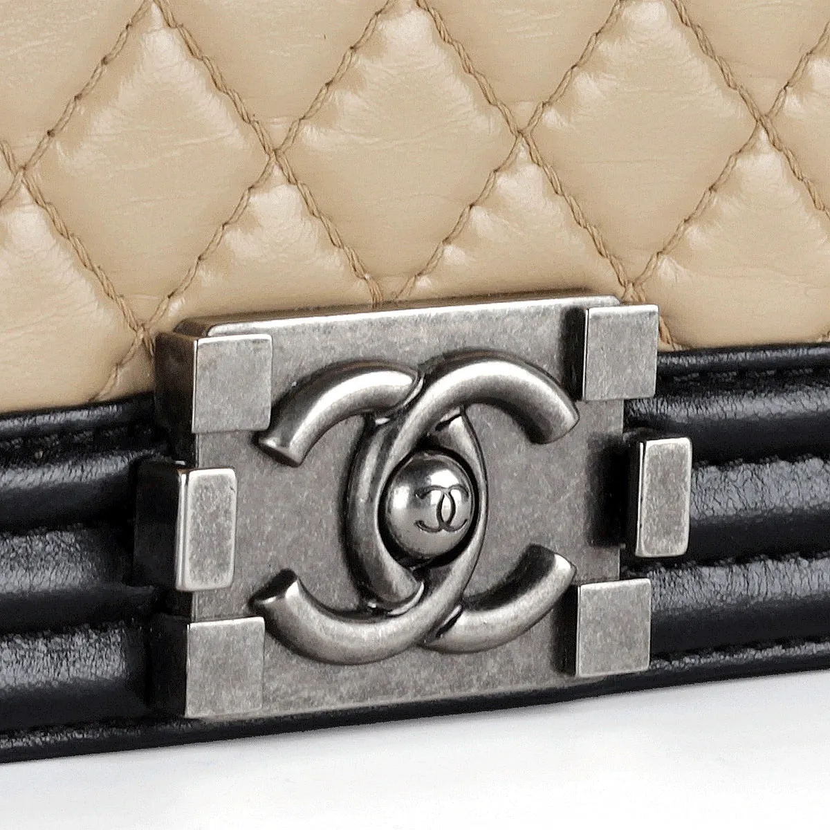 Chanel Boy Bag Two-Tone Lambskin Leather with Ruthenium Hardware Medium
