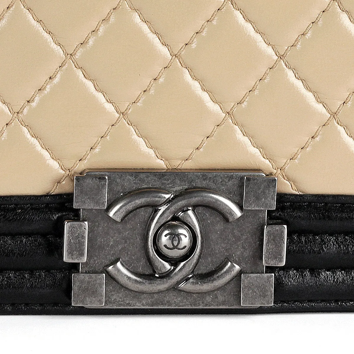 Chanel Boy Bag Two-Tone Lambskin Leather with Ruthenium Hardware Medium