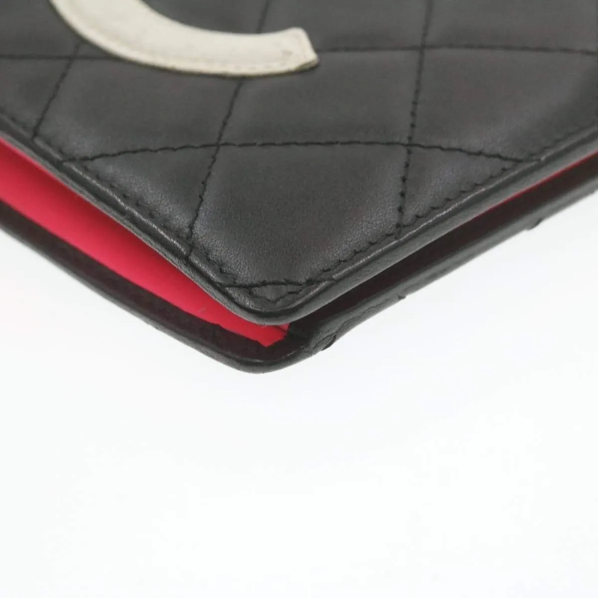 CHANEL Cambon Line Long Wallet Beige Leather CC Auth 20307
