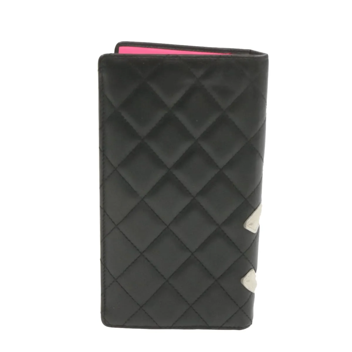 CHANEL Cambon Line Long Wallet Beige Leather CC Auth 20307
