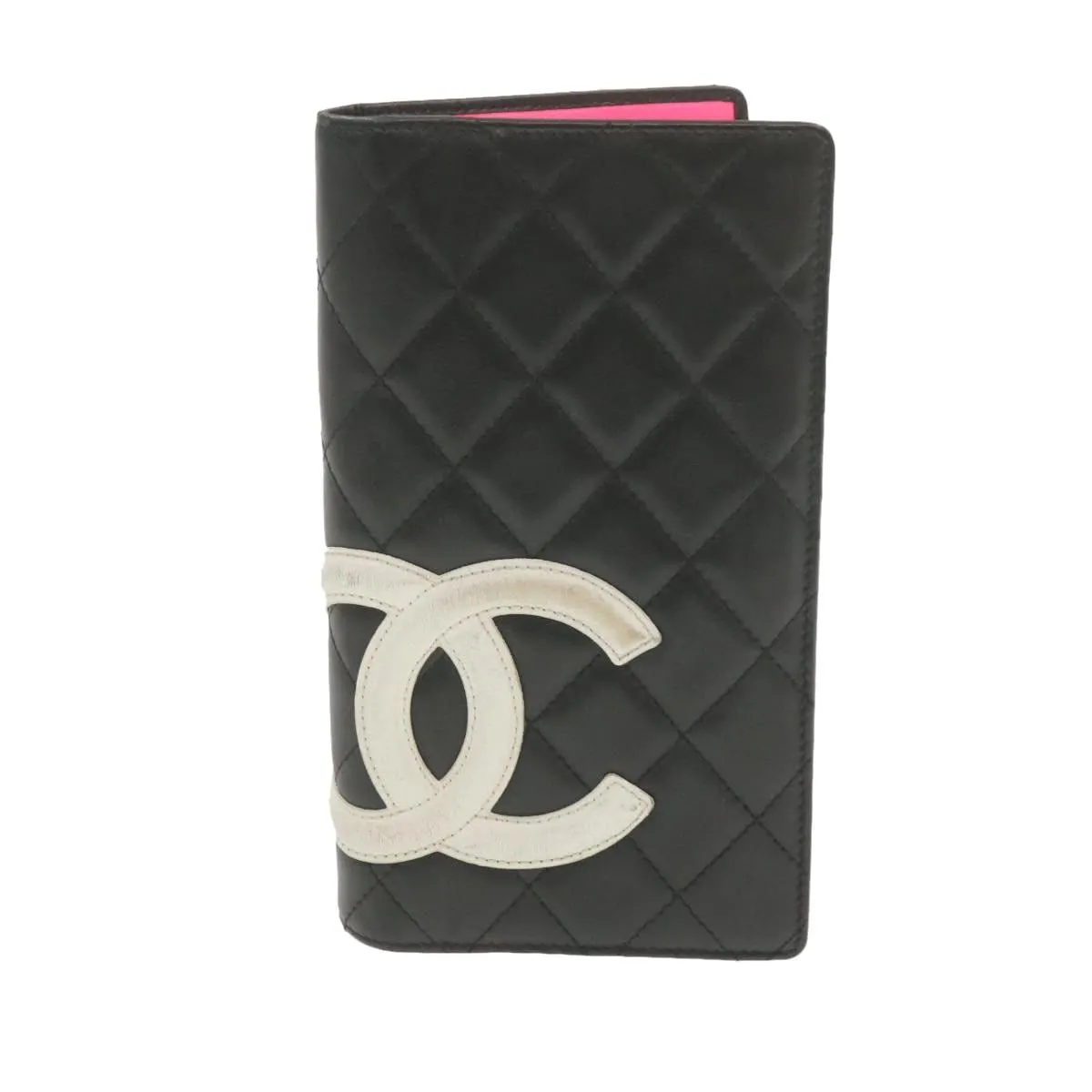 CHANEL Cambon Line Long Wallet Beige Leather CC Auth 20307