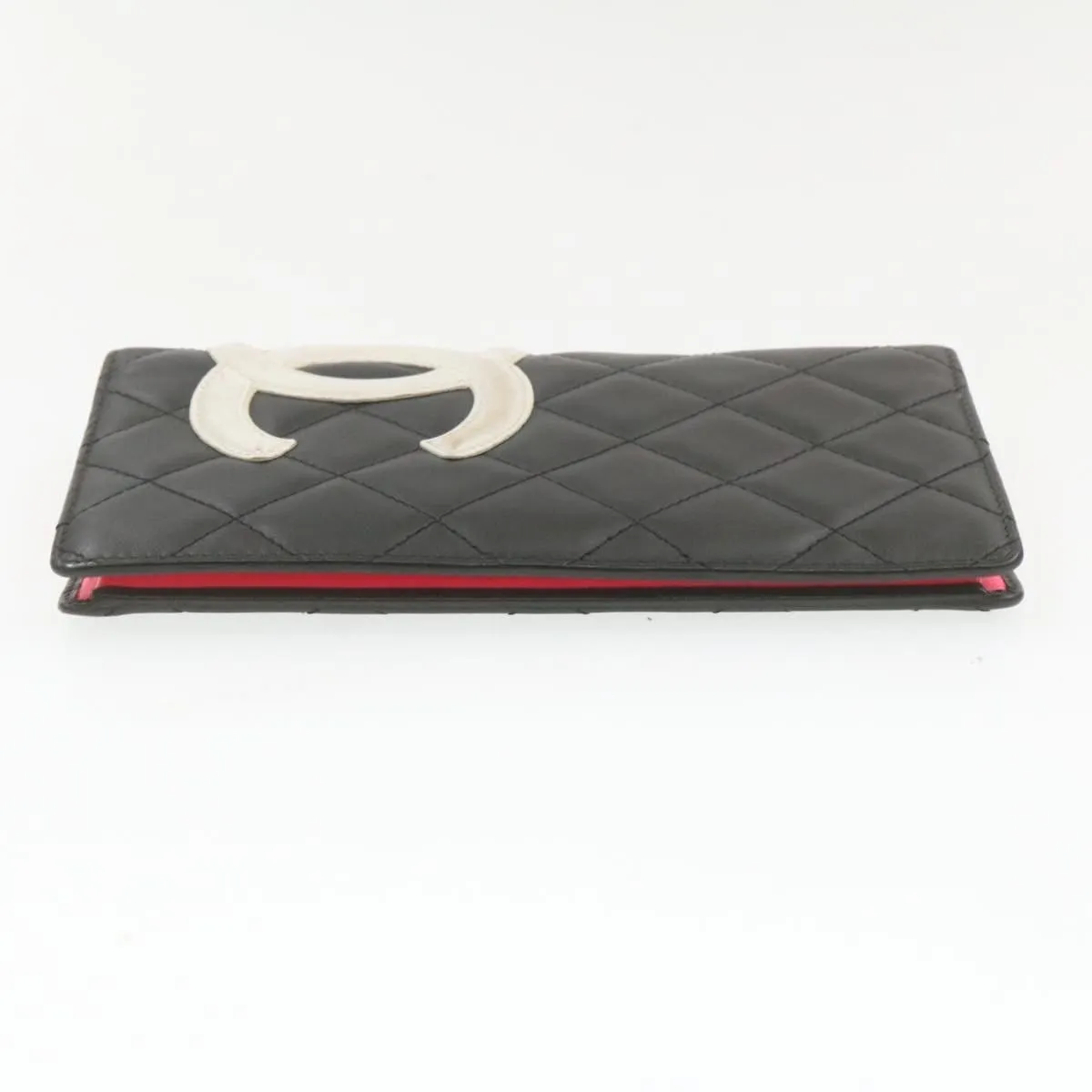 CHANEL Cambon Line Long Wallet Beige Leather CC Auth 20307
