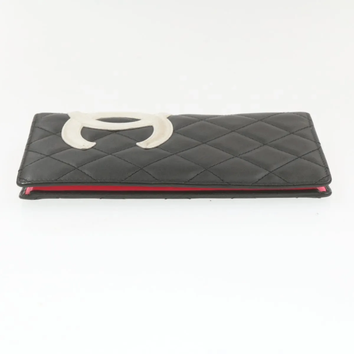 CHANEL Cambon Line Long Wallet Beige Leather CC Auth 20307
