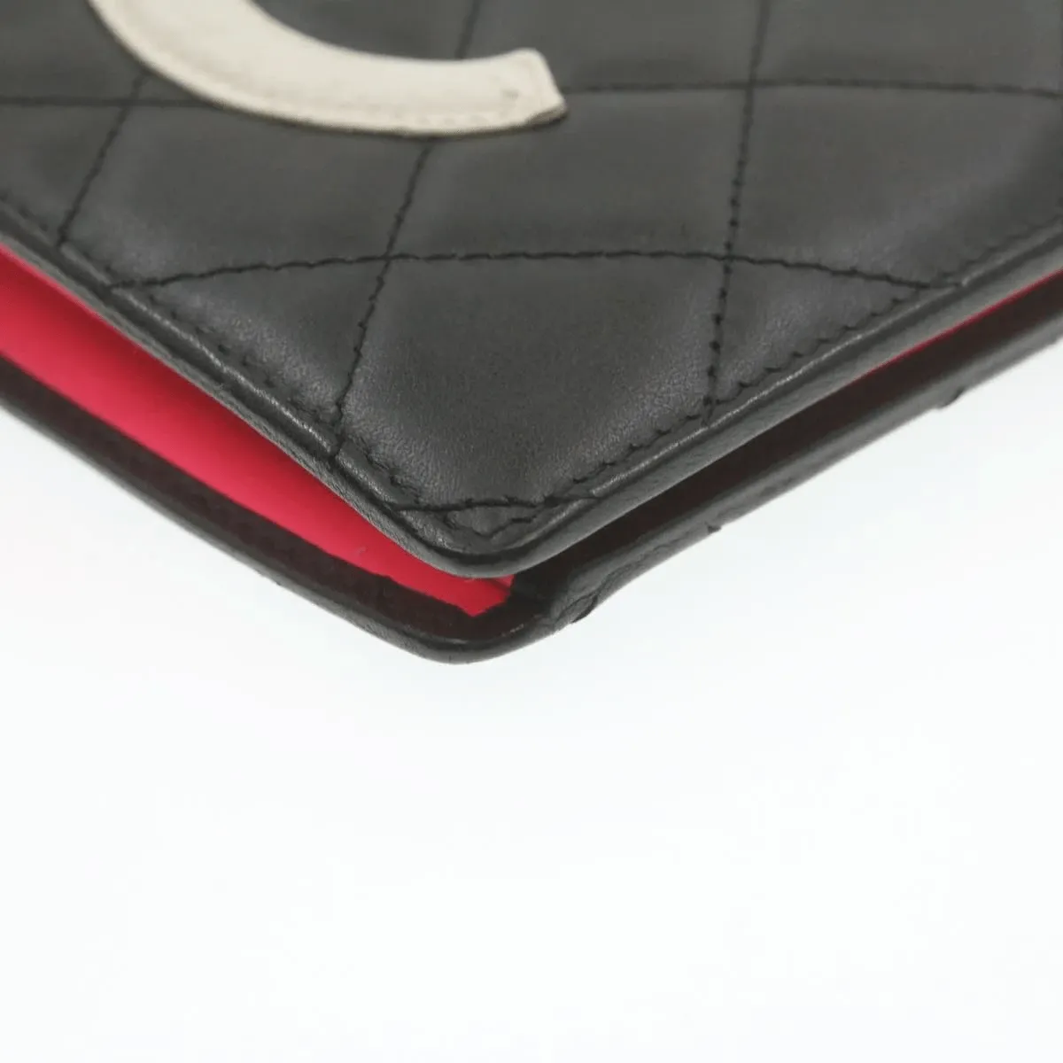 CHANEL Cambon Line Long Wallet Beige Leather CC Auth 20307