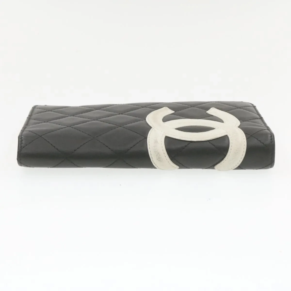 CHANEL Cambon Line Long Wallet Beige Leather CC Auth 20307