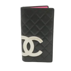 CHANEL Cambon Line Long Wallet Beige Leather CC Auth 20307