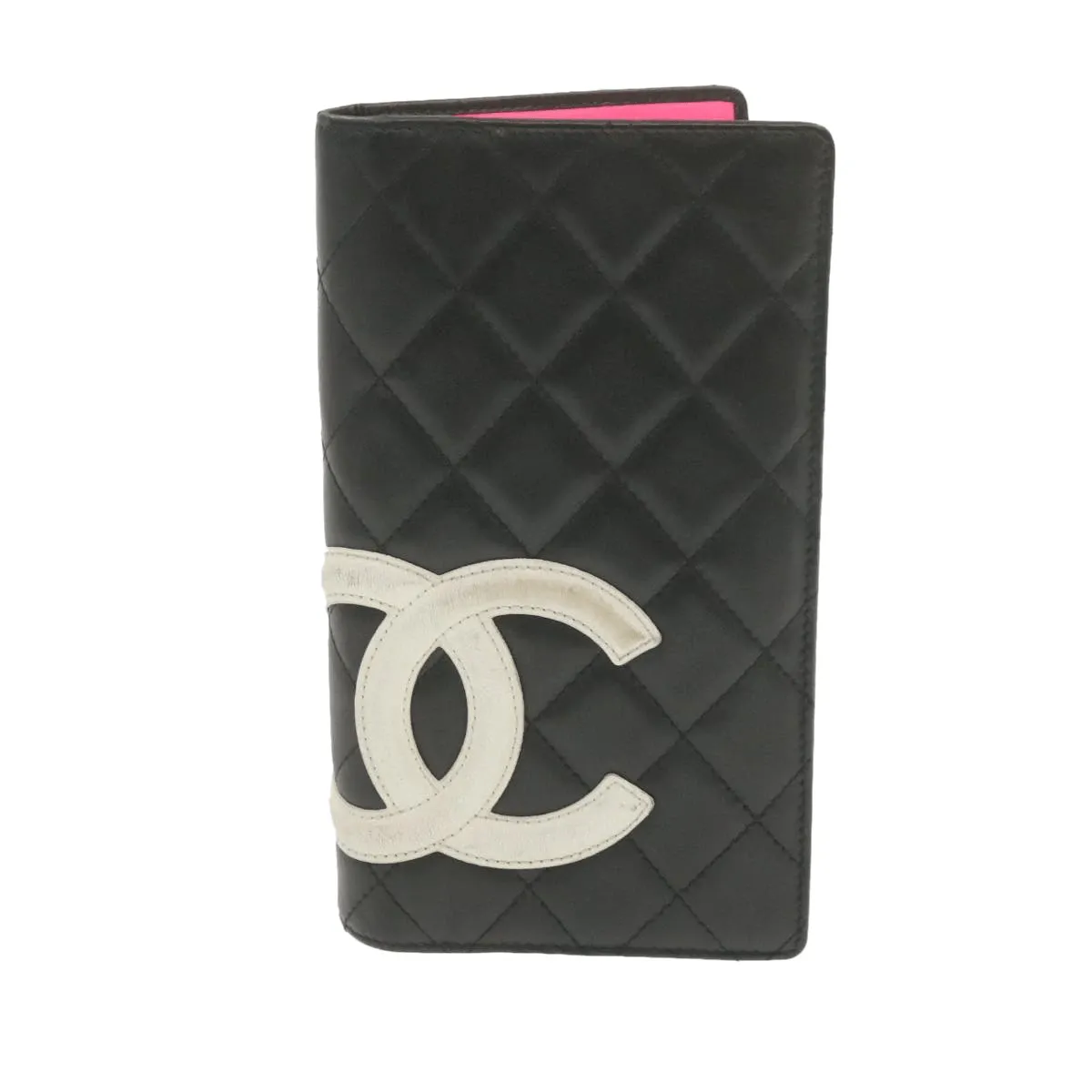 CHANEL Cambon Line Long Wallet Beige Leather CC Auth 20307