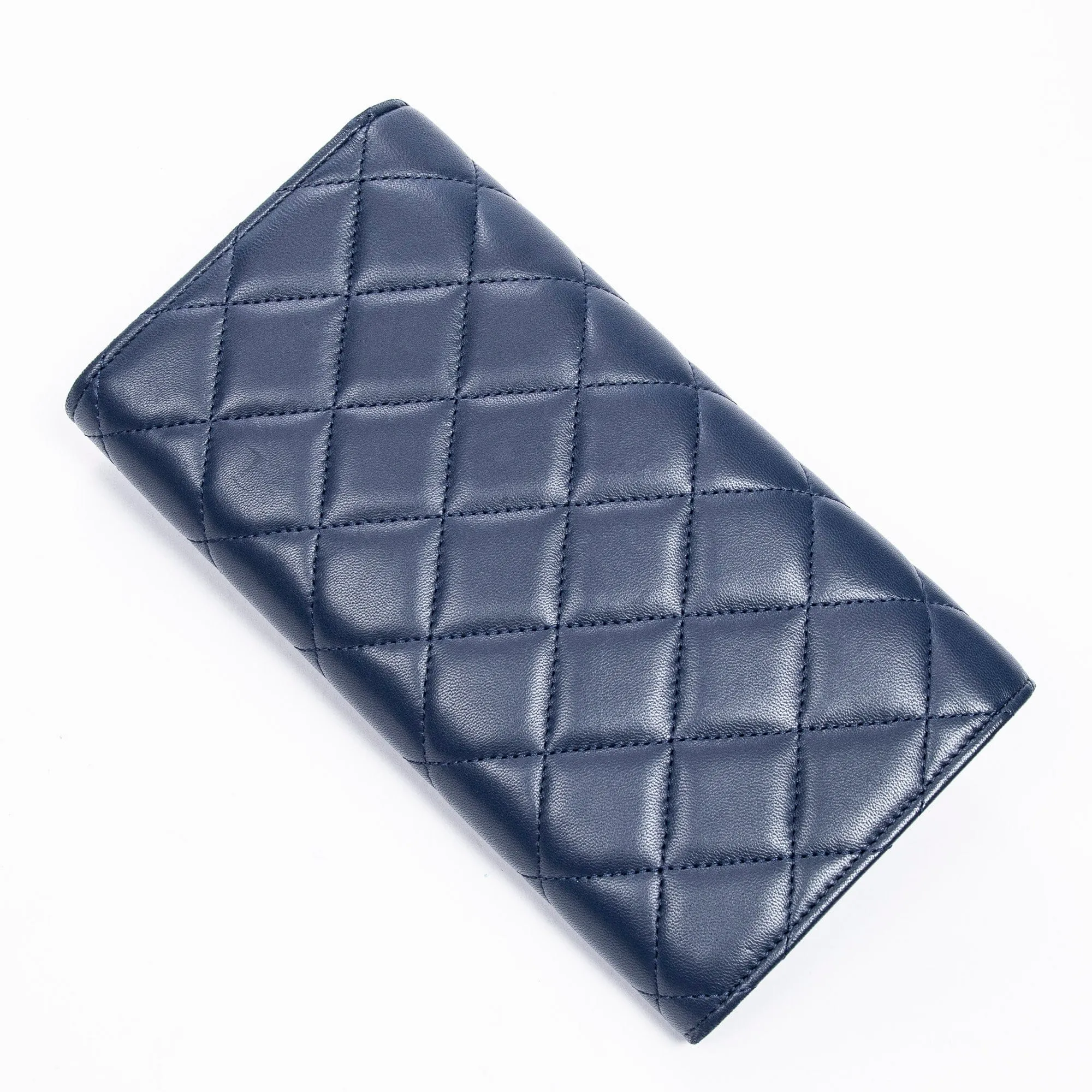 Chanel Classic Flap Long Wallet in Navy Lambskin Leather - AWL2342
