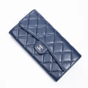Chanel Classic Flap Long Wallet in Navy Lambskin Leather - AWL2342