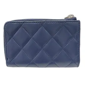 Chanel Classic Zip Matelasse Coin Case Card Key Ring Purse Navy Lambskin Coco Mark Wallet A68943 Women's Men's 2