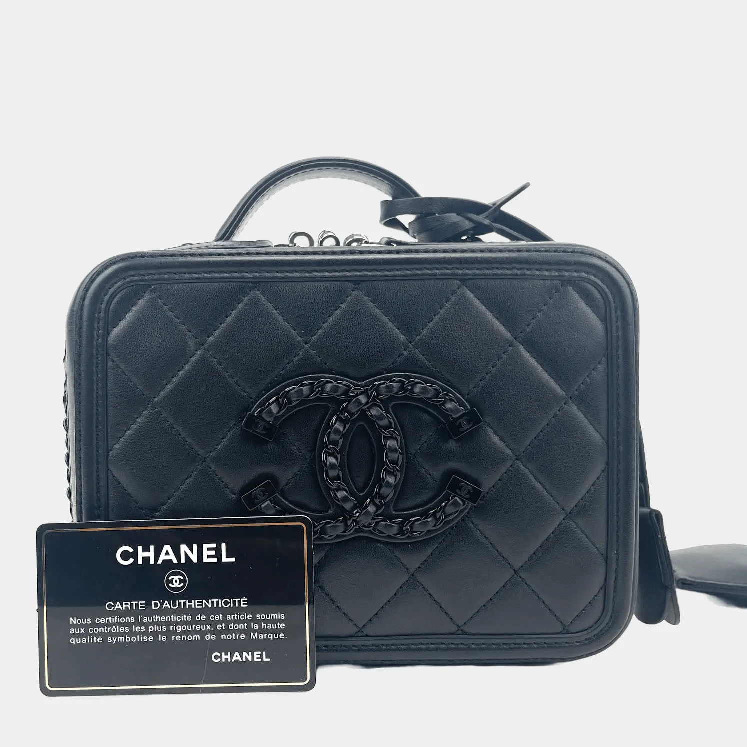 CHANEL Incognito CC Filigree Vanity Lambskin Shoulder Bag So Black