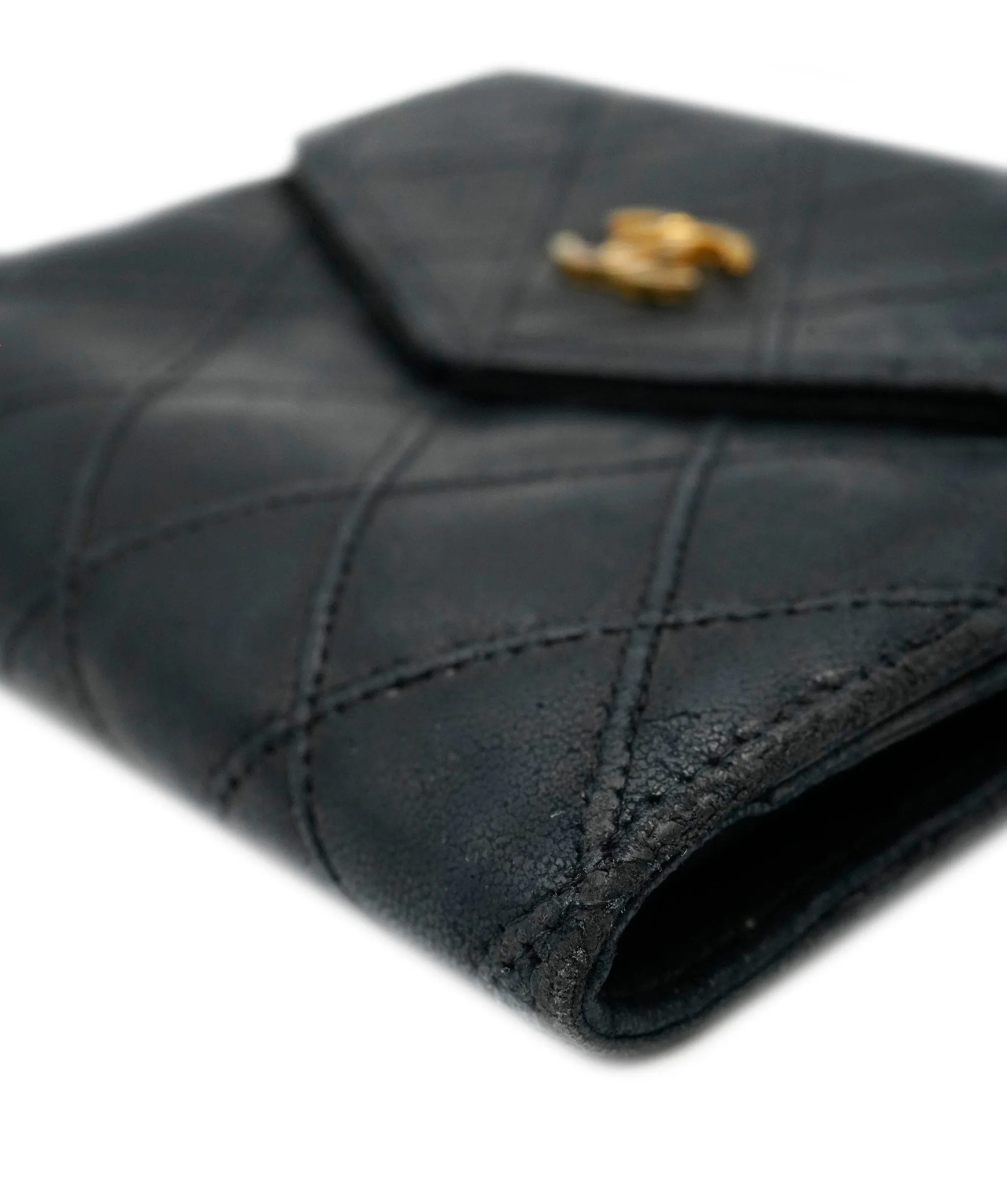Chanel lambskin black wallet with GHW - AJC0501