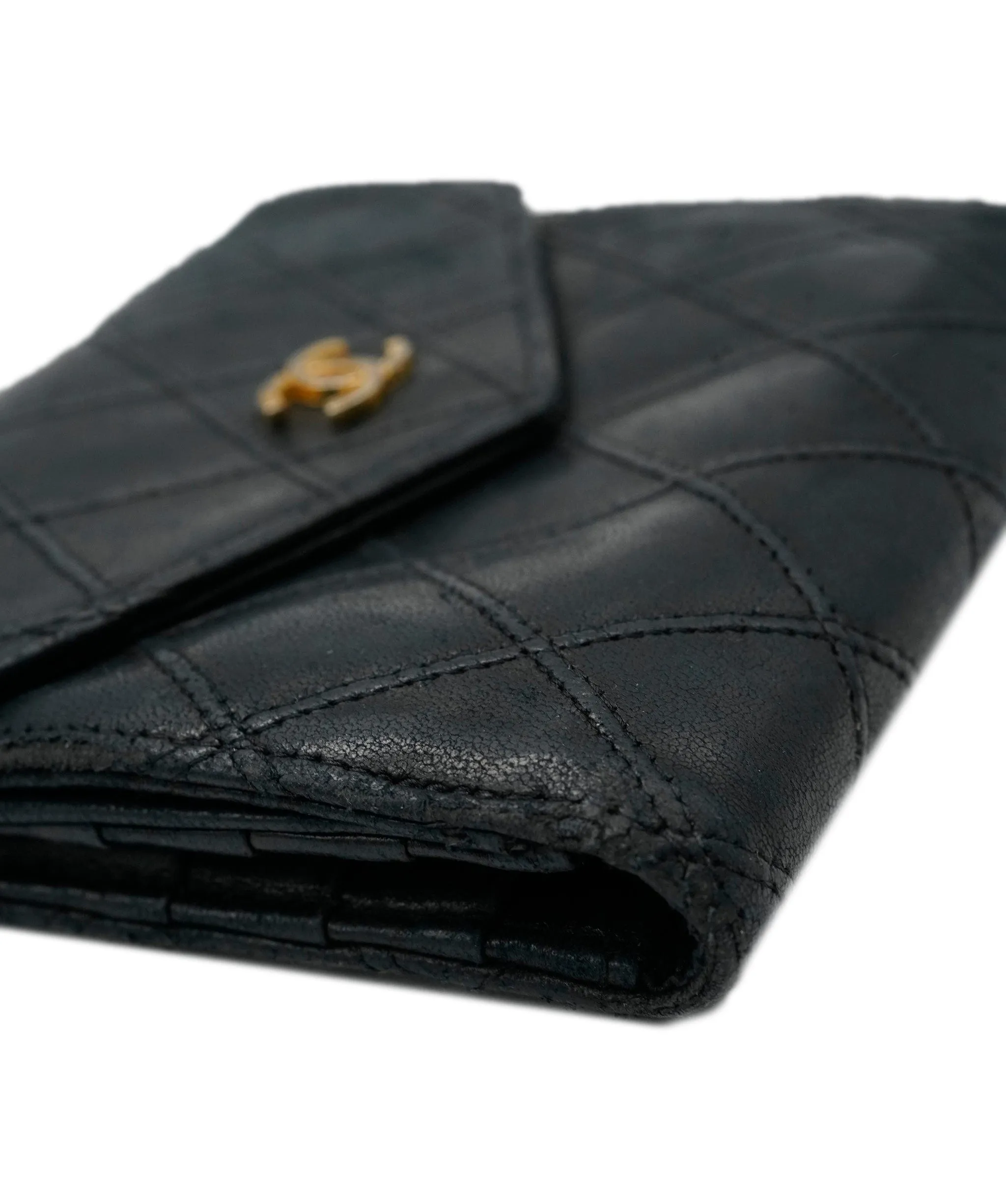 Chanel lambskin black wallet with GHW - AJC0501