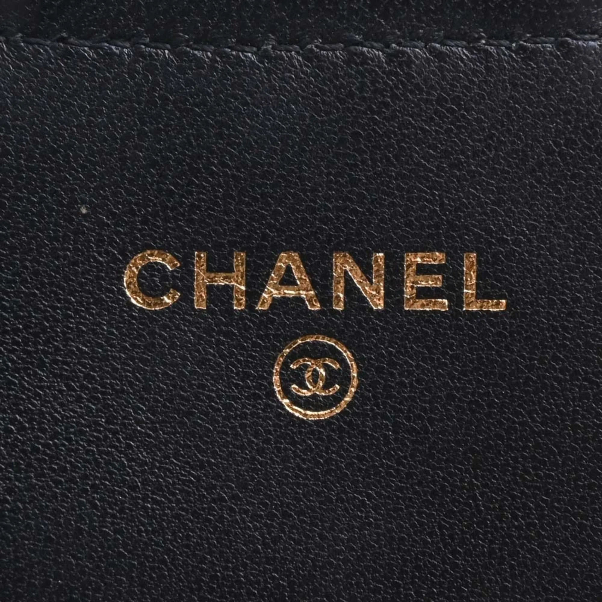 Chanel Lambskin Matelasse Coco Mark Bifold Long Wallet Black Ladies
