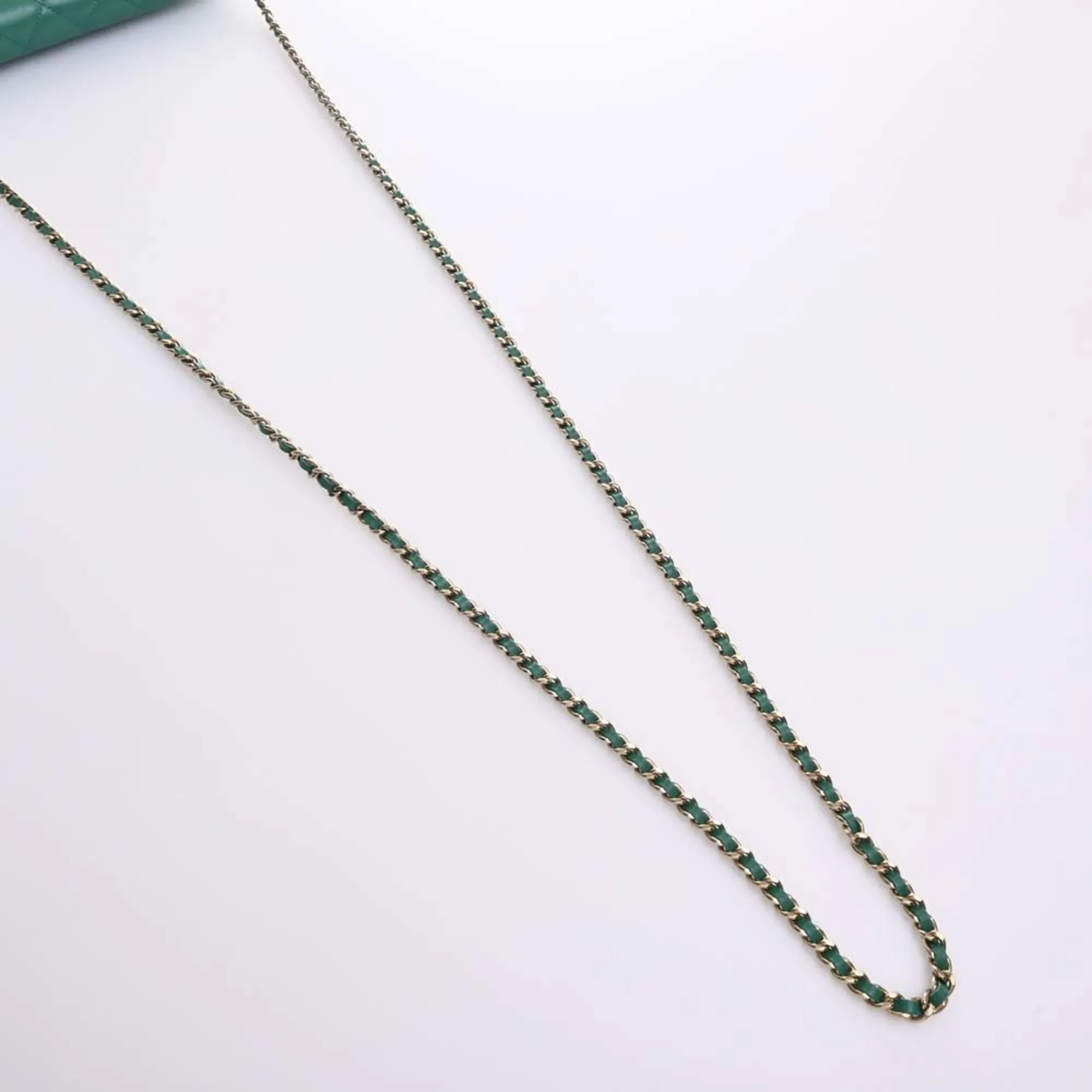 Chanel Lambskin Matelasse Coco Mark Chain Shoulder Long Wallet Green Ladies