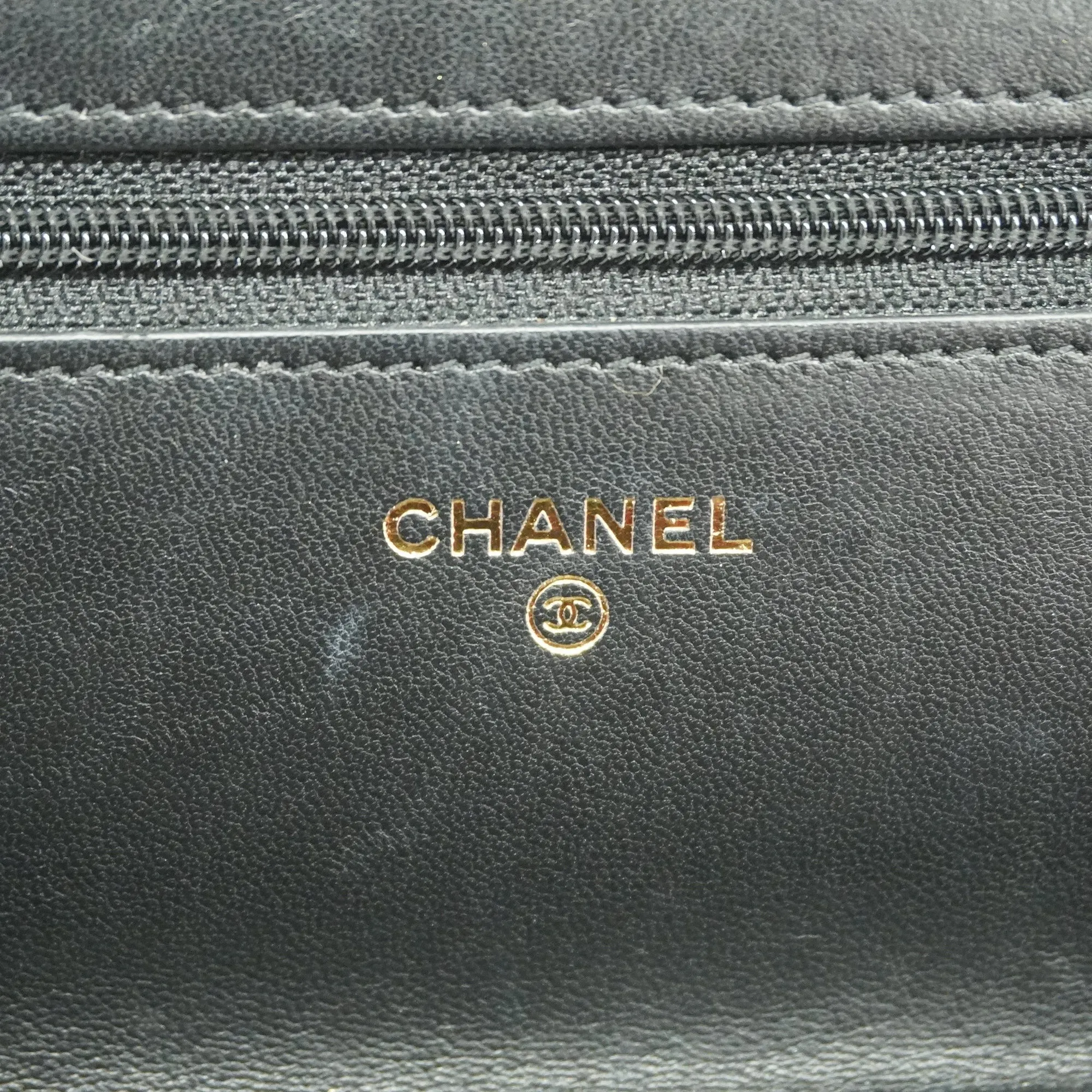 CHANEL  Matelasse Chain Shoulder Gold Hardware Lambskin Wallet Black