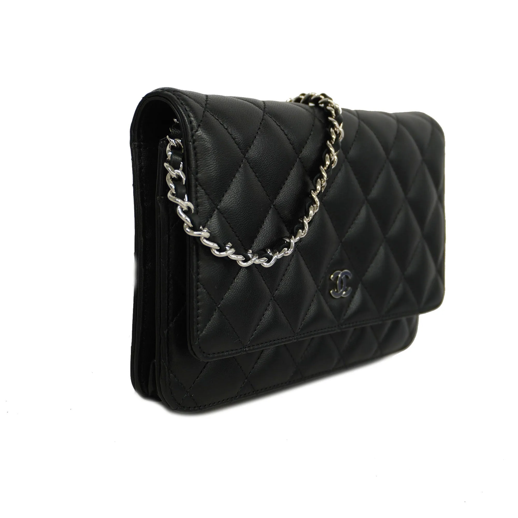 Chanel  Matelasse Chain Shoulder Gold Hardware Women's Lambskin Black