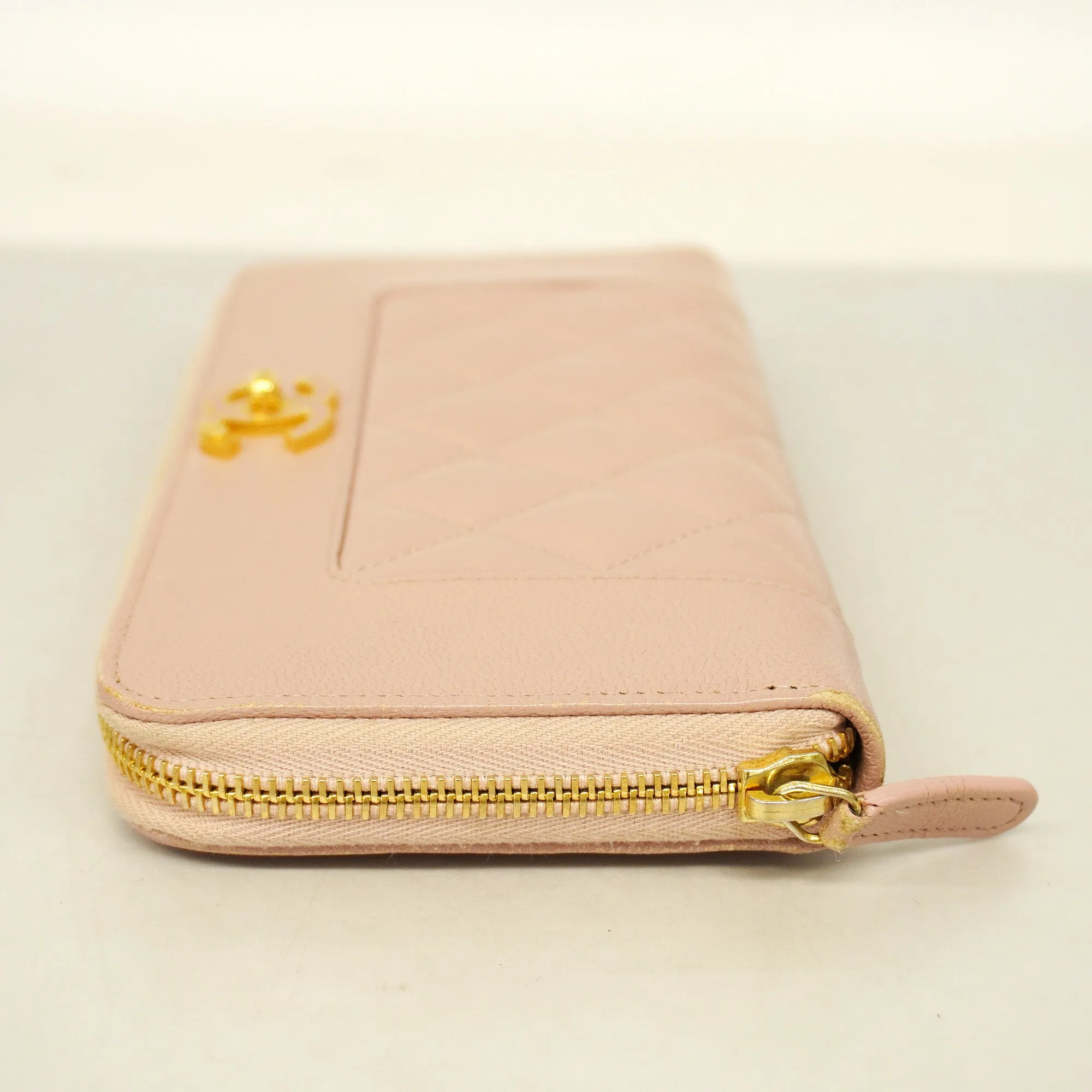 Chanel  Matelasse Long Wallet Gold Hardware Women's Lambskin Long Wallet