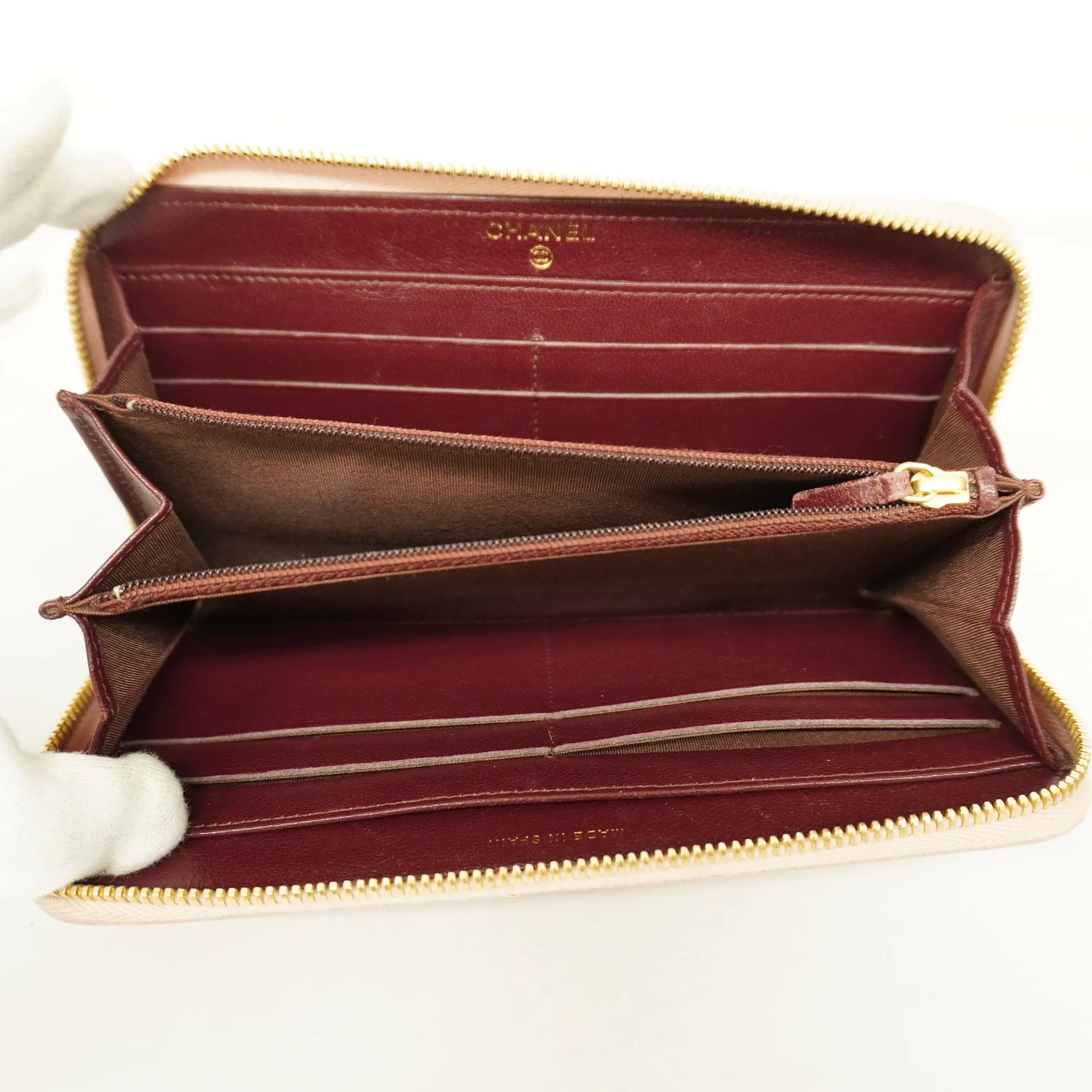 Chanel  Matelasse Long Wallet Gold Hardware Women's Lambskin Long Wallet