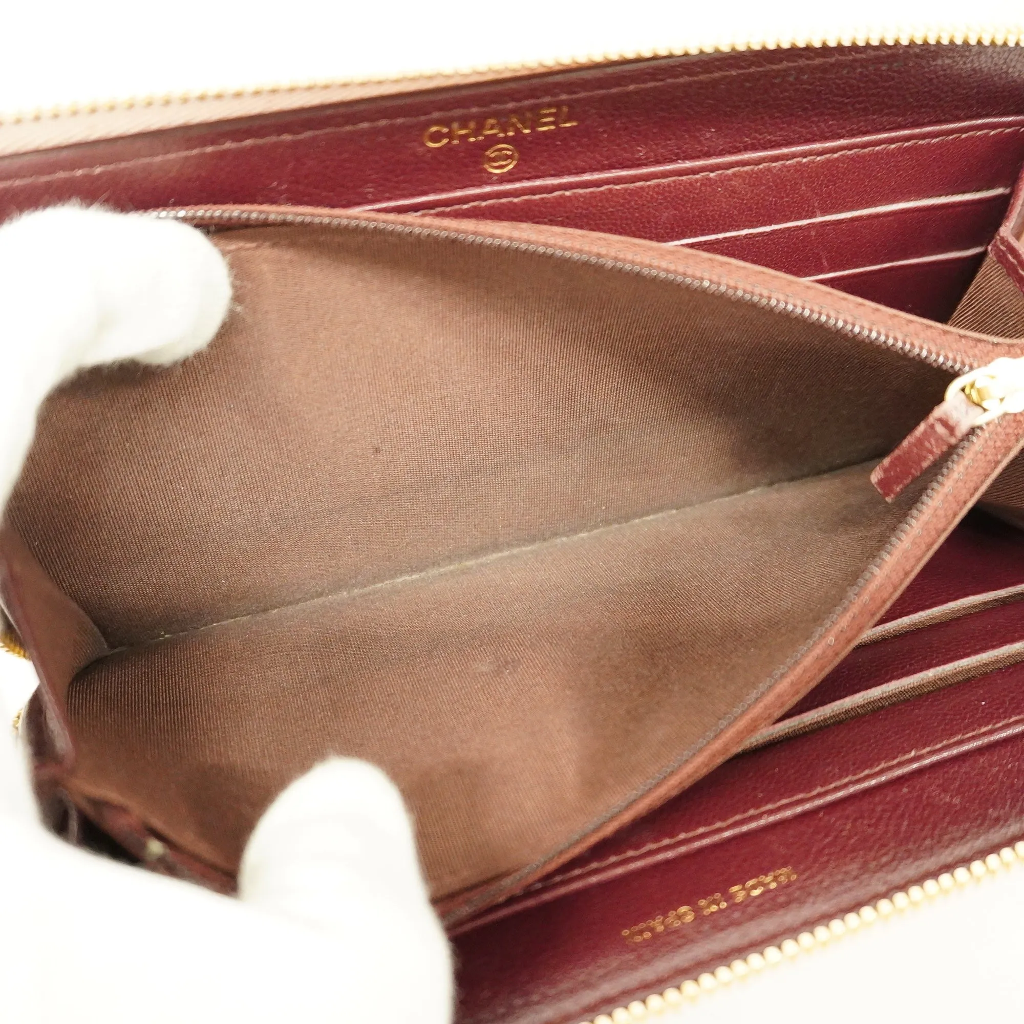 Chanel  Matelasse Long Wallet Gold Hardware Women's Lambskin Long Wallet