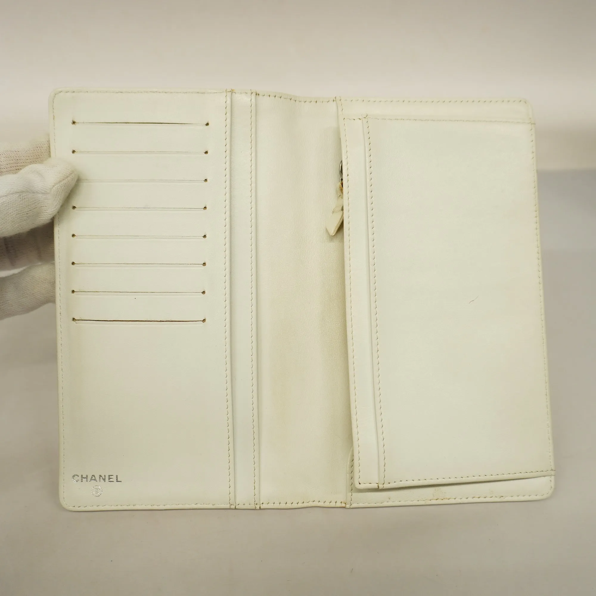 Chanel  Matelasse Long Wallet Silver Metal Fittings Women's Lambskin Wallet