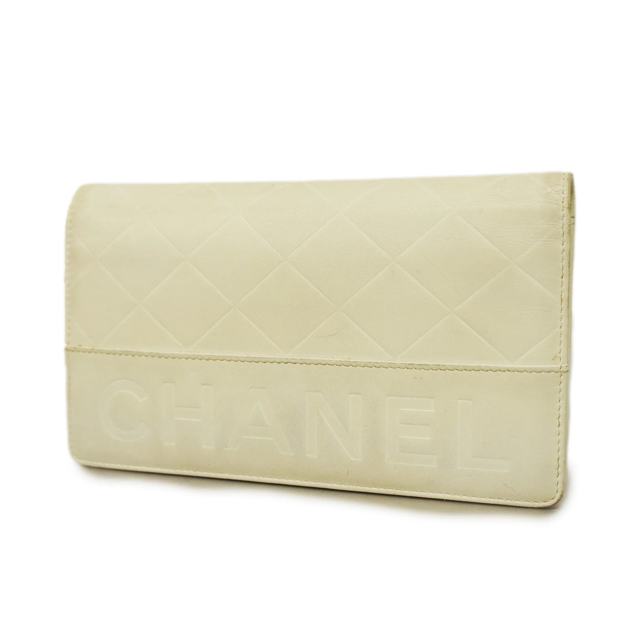 Chanel  Matelasse Long Wallet Silver Metal Fittings Women's Lambskin Wallet