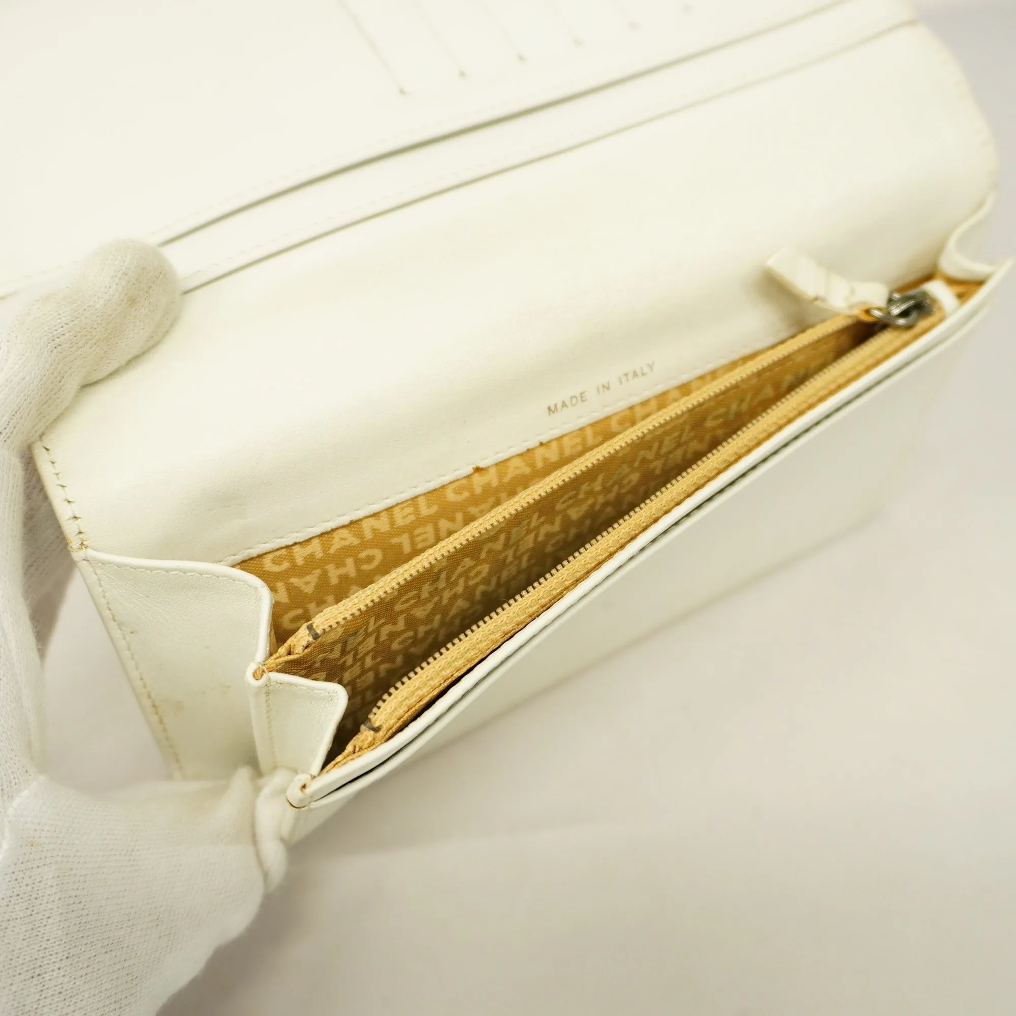 Chanel  Matelasse Long Wallet Silver Metal Fittings Women's Lambskin Wallet