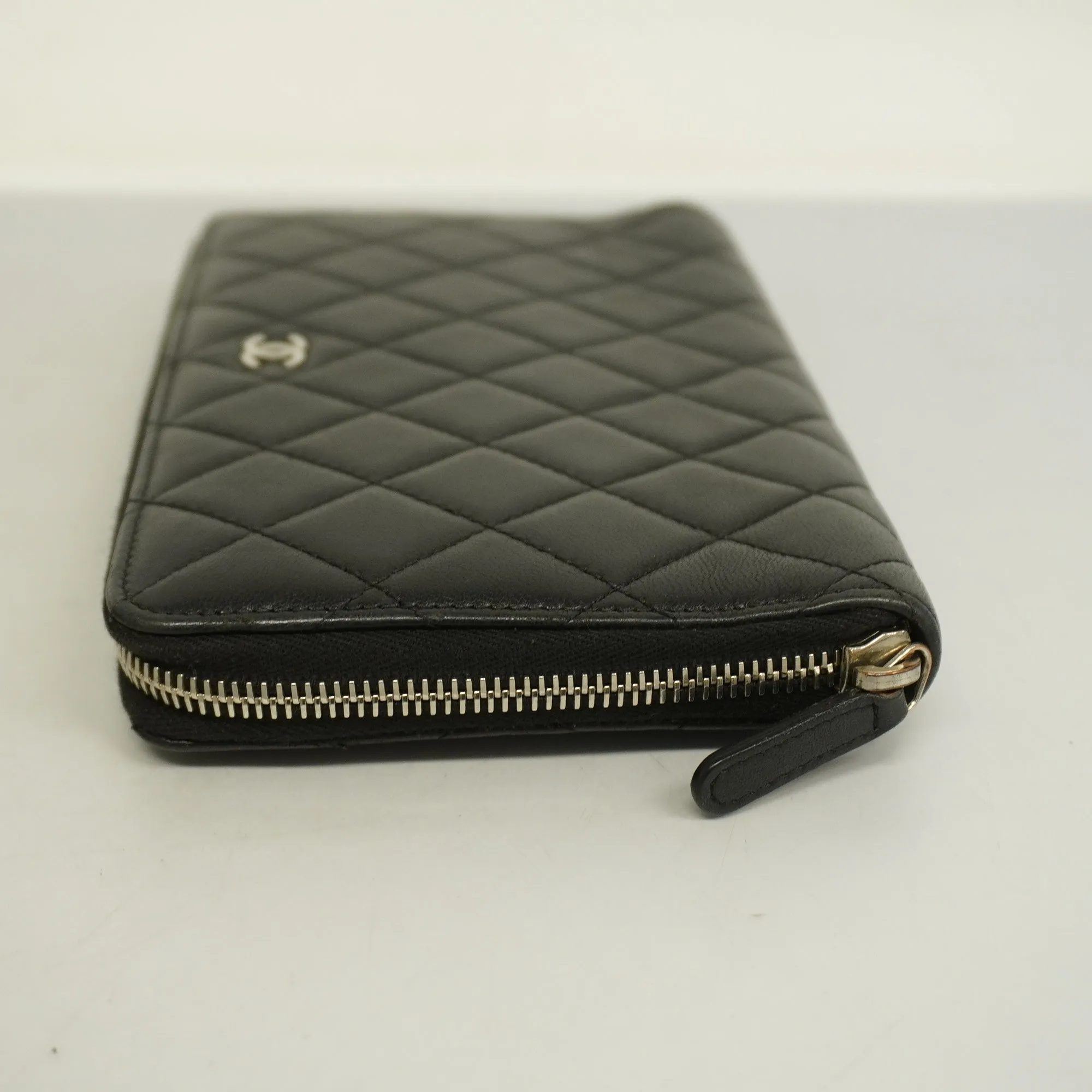 Chanel  Matelasse Silver Metal Fittings Women's Lambskin Long Wallet