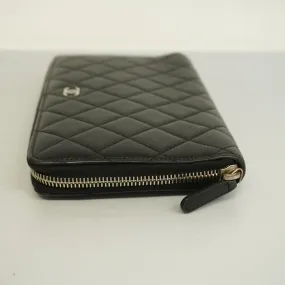 Chanel  Matelasse Silver Metal Fittings Women's Lambskin Long Wallet