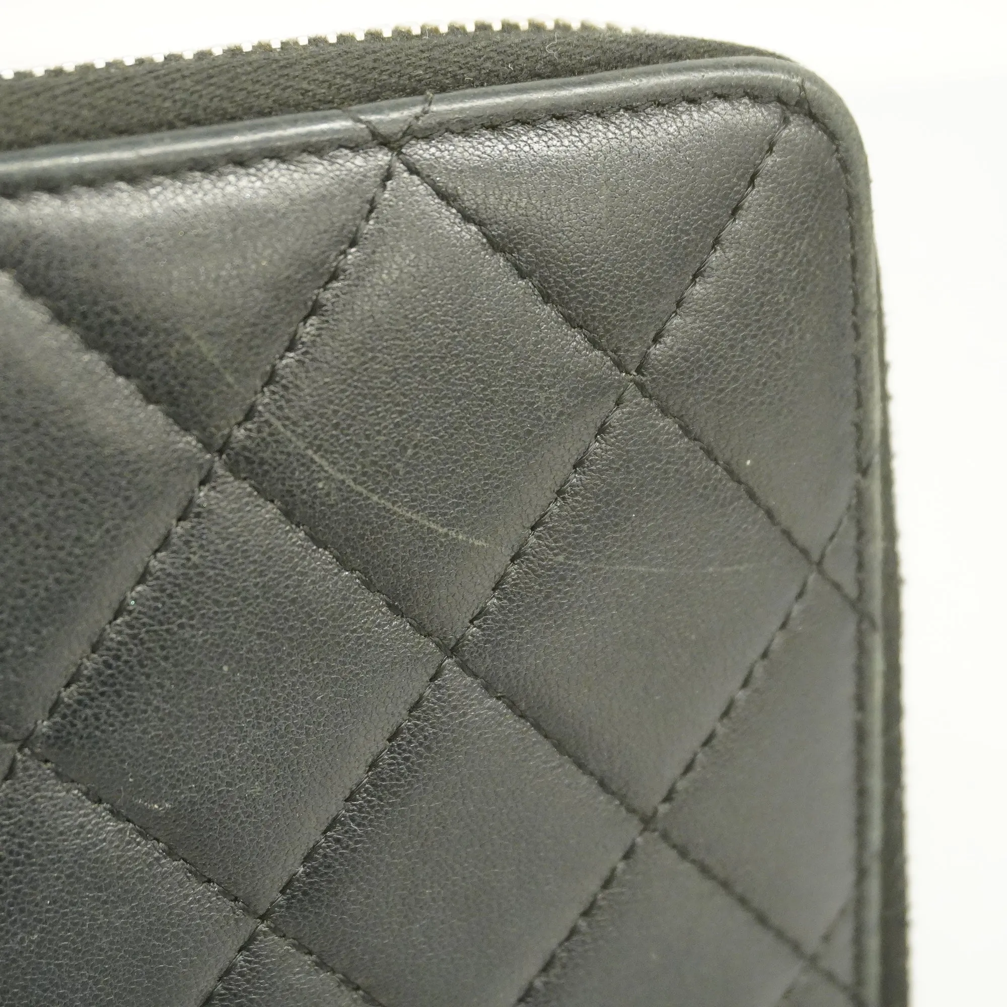 Chanel  Matelasse Silver Metal Fittings Women's Lambskin Long Wallet
