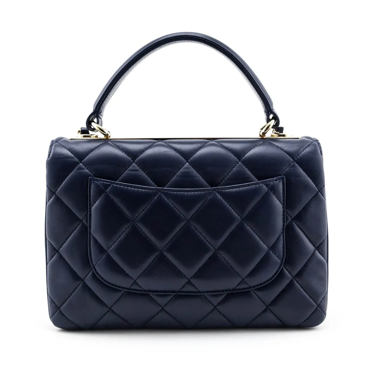 Chanel Navy Quilted Lambskin Small Trendy CC Top Handle Flap Bag