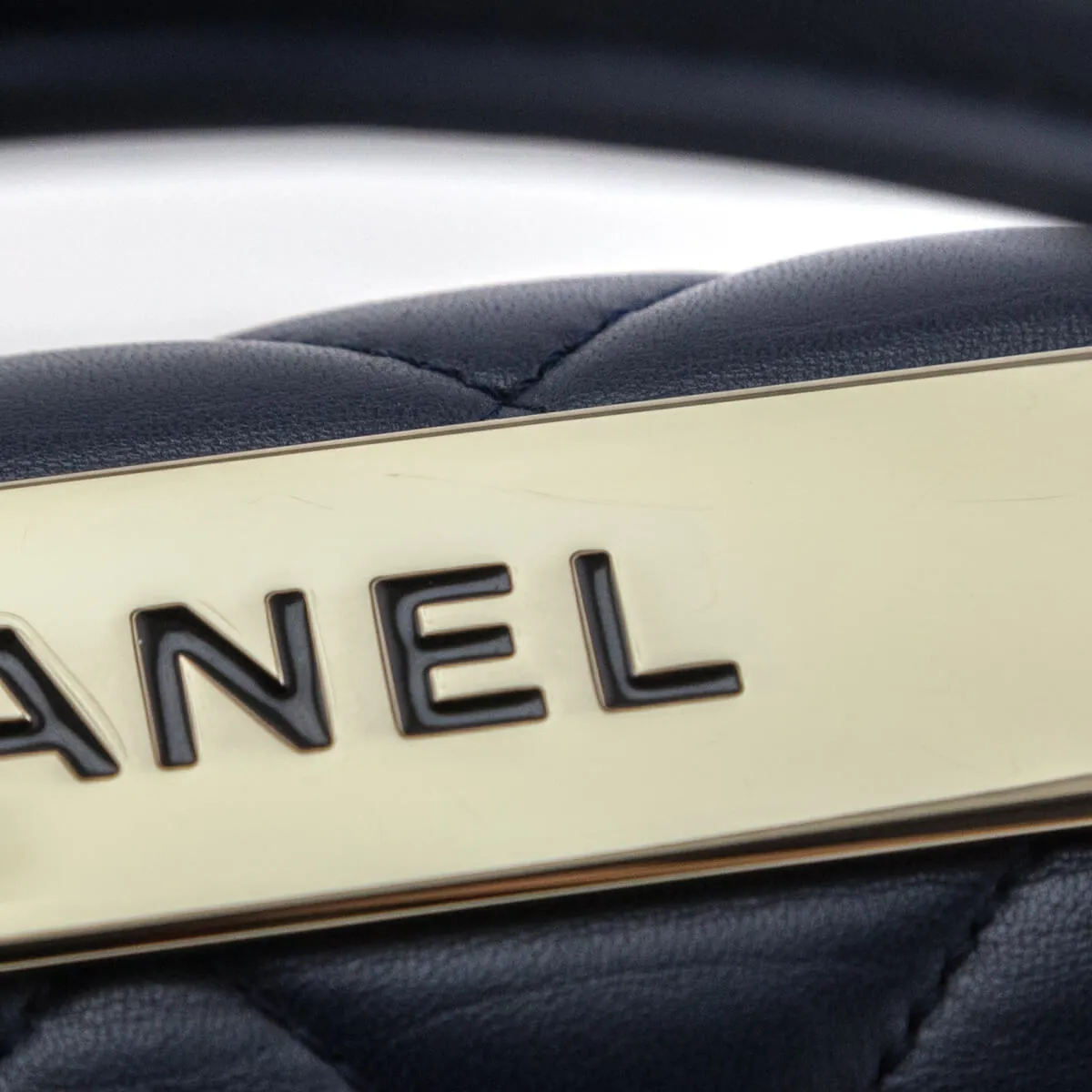 Chanel Navy Quilted Lambskin Small Trendy CC Top Handle Flap Bag