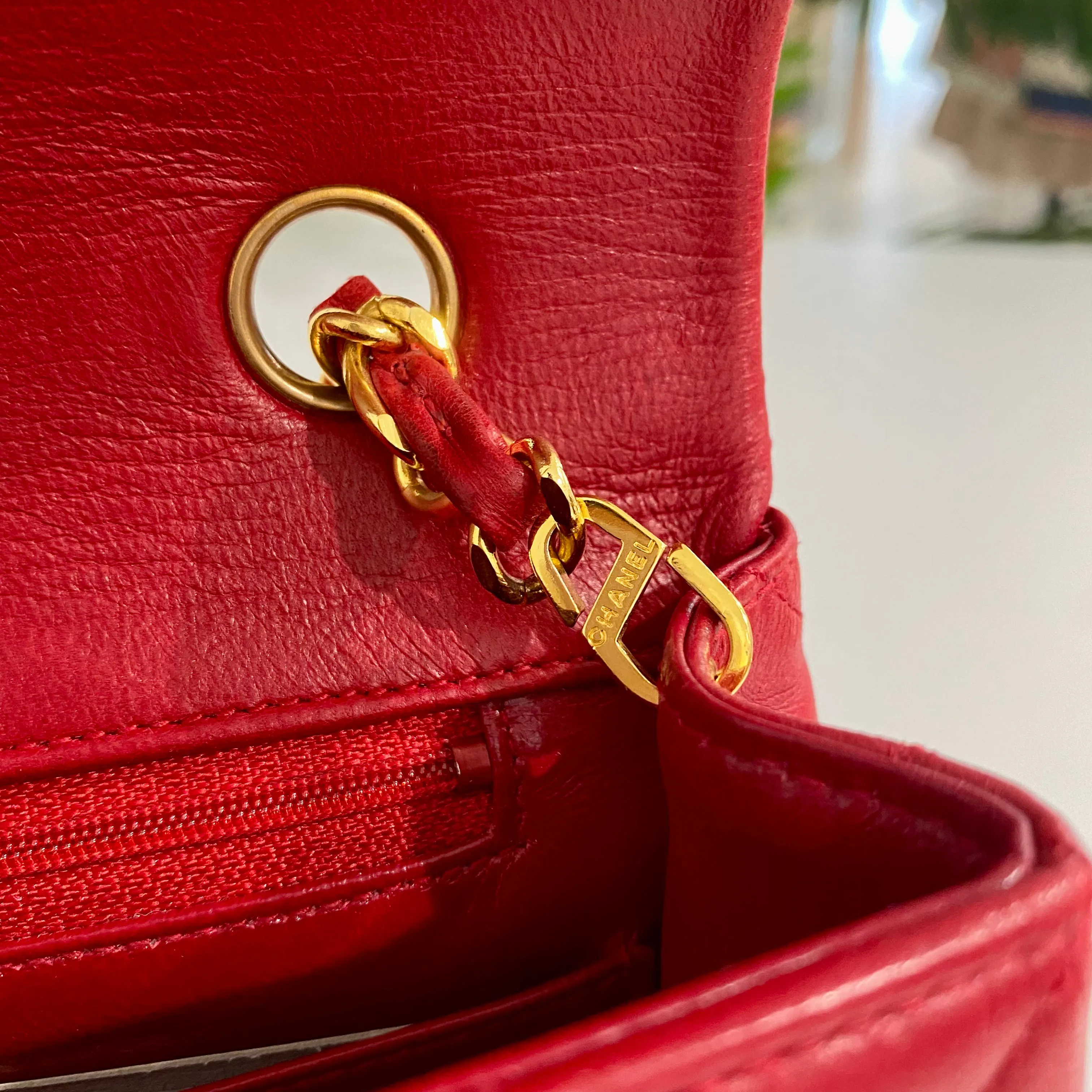 Chanel Vintage Red Single Flap Bag