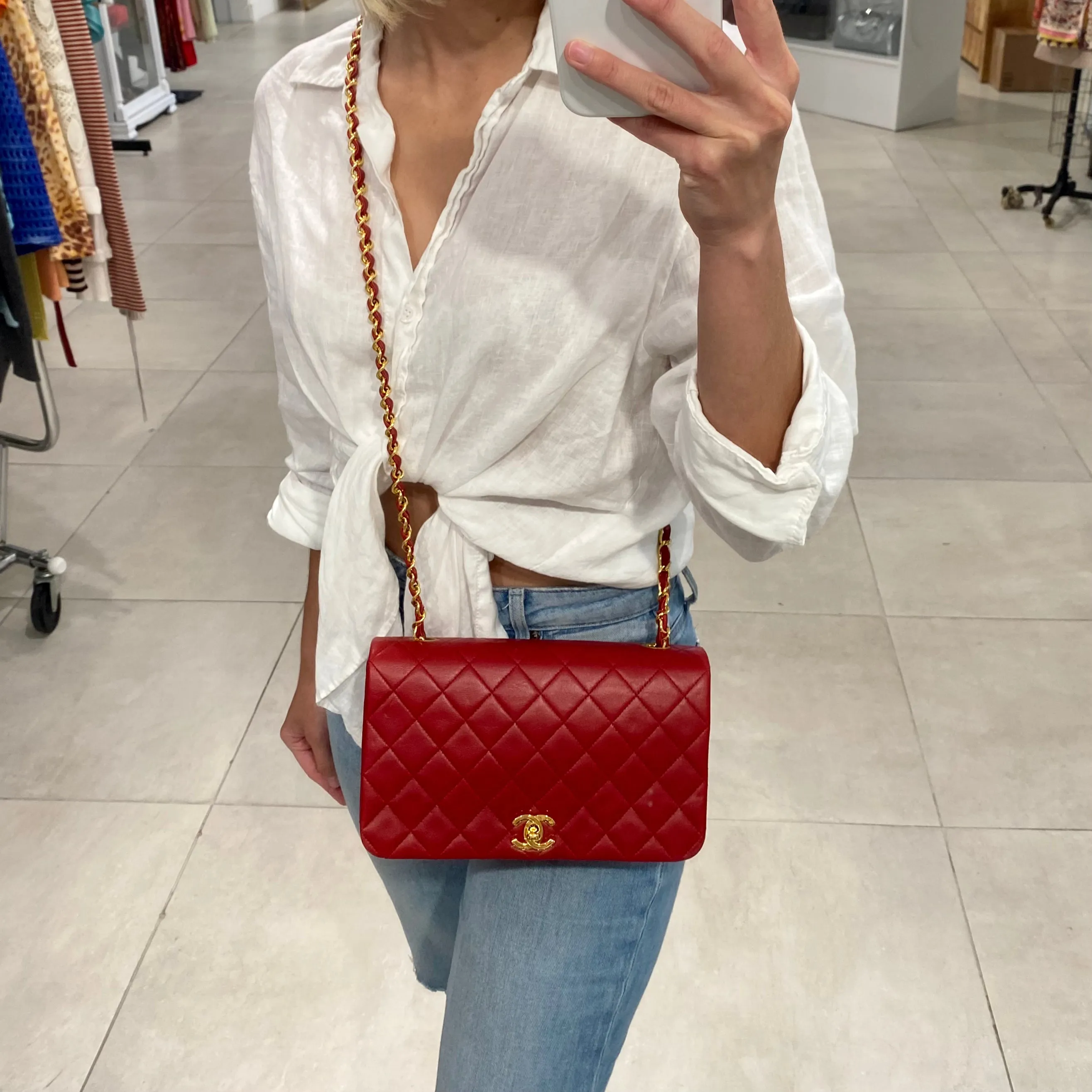 Chanel Vintage Red Single Flap Bag
