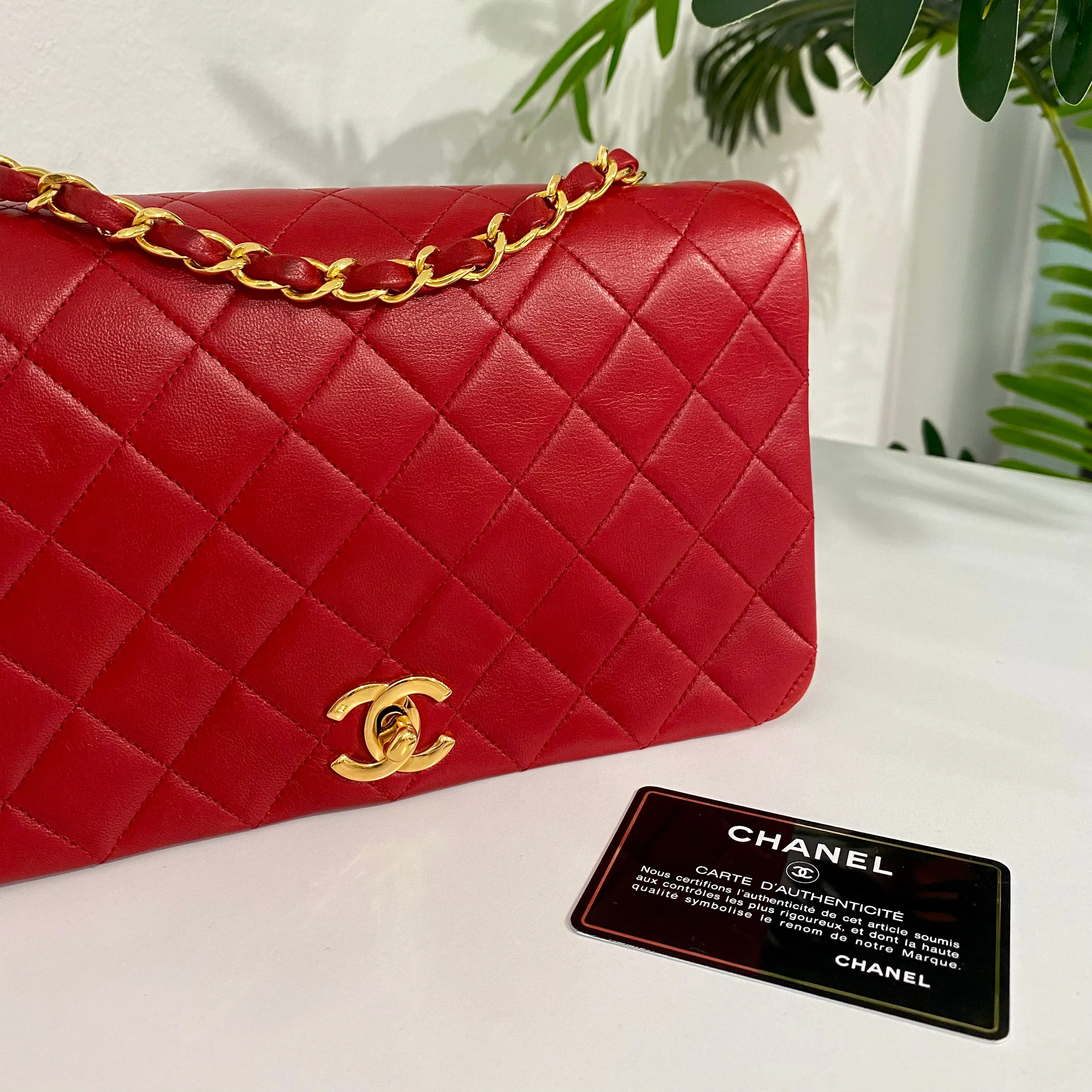 Chanel Vintage Red Single Flap Bag
