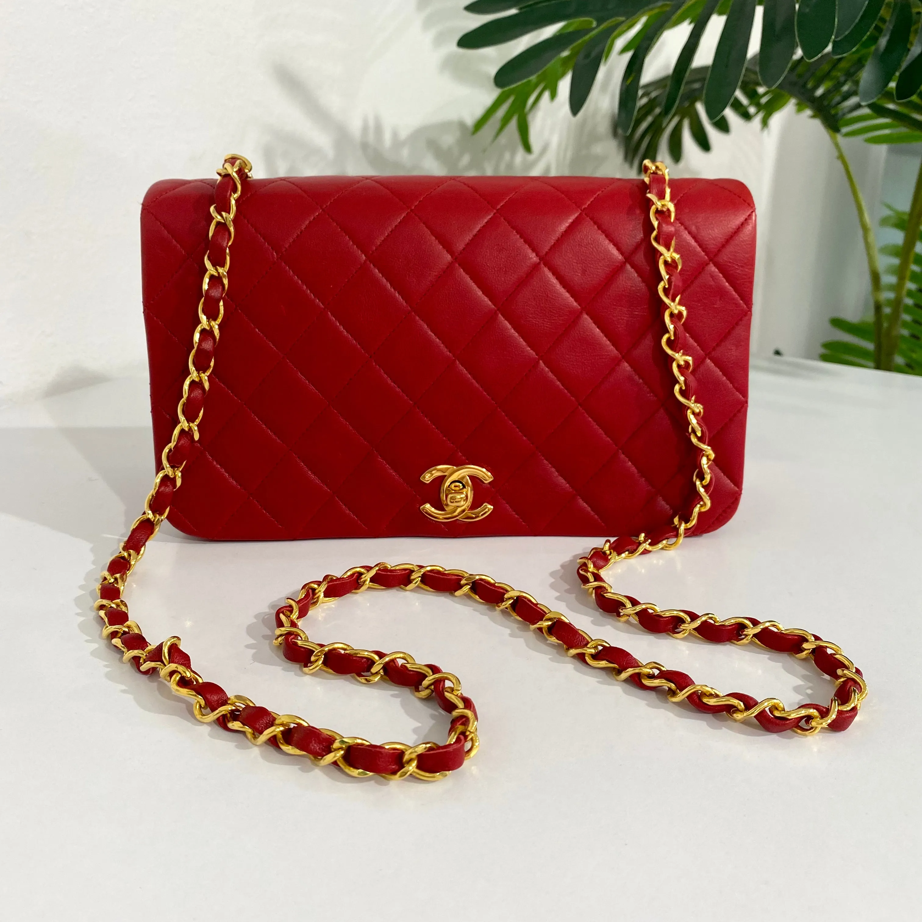 Chanel Vintage Red Single Flap Bag
