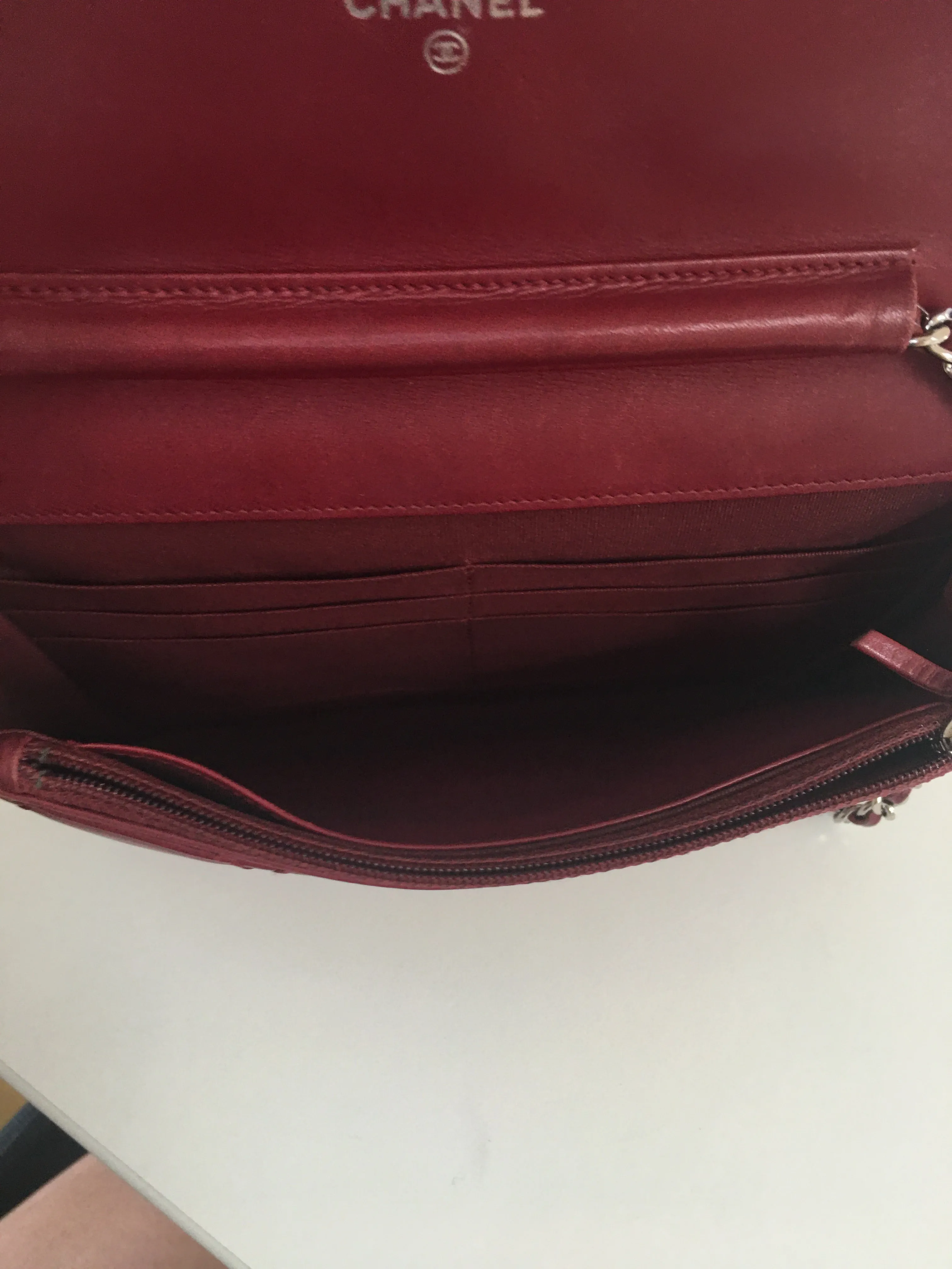 CHANEL WOC Wallet on Chain Pochette in Bordeaux Leather