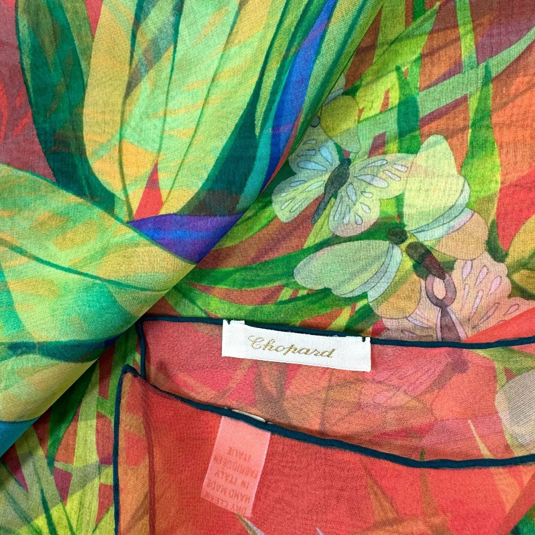 Chopard Scarf Coral Red Animal World - Extra Large Chiffon Silk Shawl
