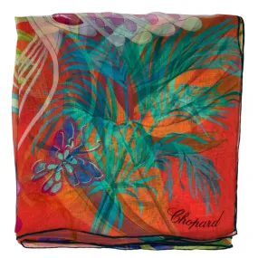 Chopard Scarf Coral Red Animal World - Extra Large Chiffon Silk Shawl