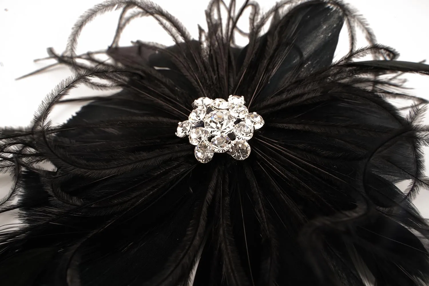 Cizoe 1920s Flapper Fascinator Mesh Face Veil Headband Bridal Wedding Tea Party Headwear with Veil for Women(G-Feather and Mesh Black)