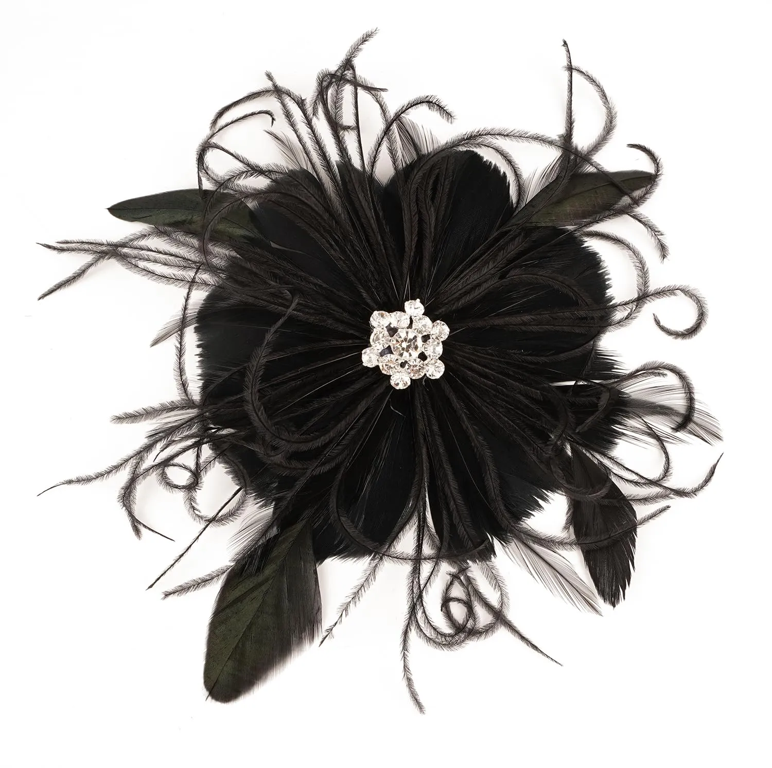 Cizoe 1920s Flapper Fascinator Mesh Face Veil Headband Bridal Wedding Tea Party Headwear with Veil for Women(G-Feather and Mesh Black)