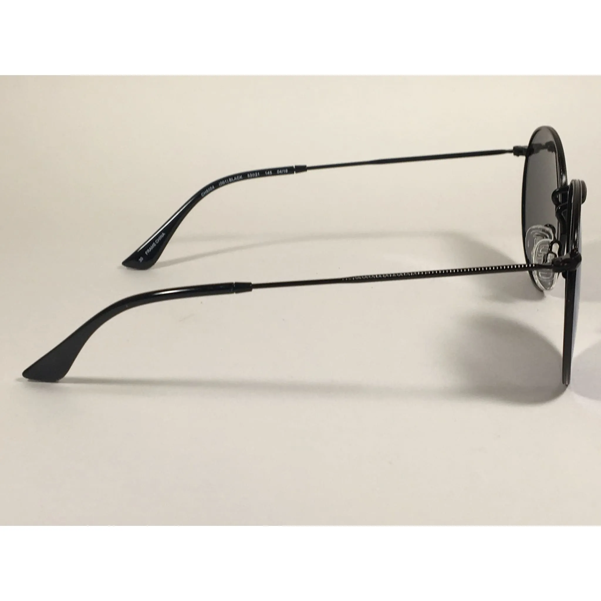 Cole Haan Polarized Round Sunglasses Black Blue Mirror Lens CH8004 001 BLACK