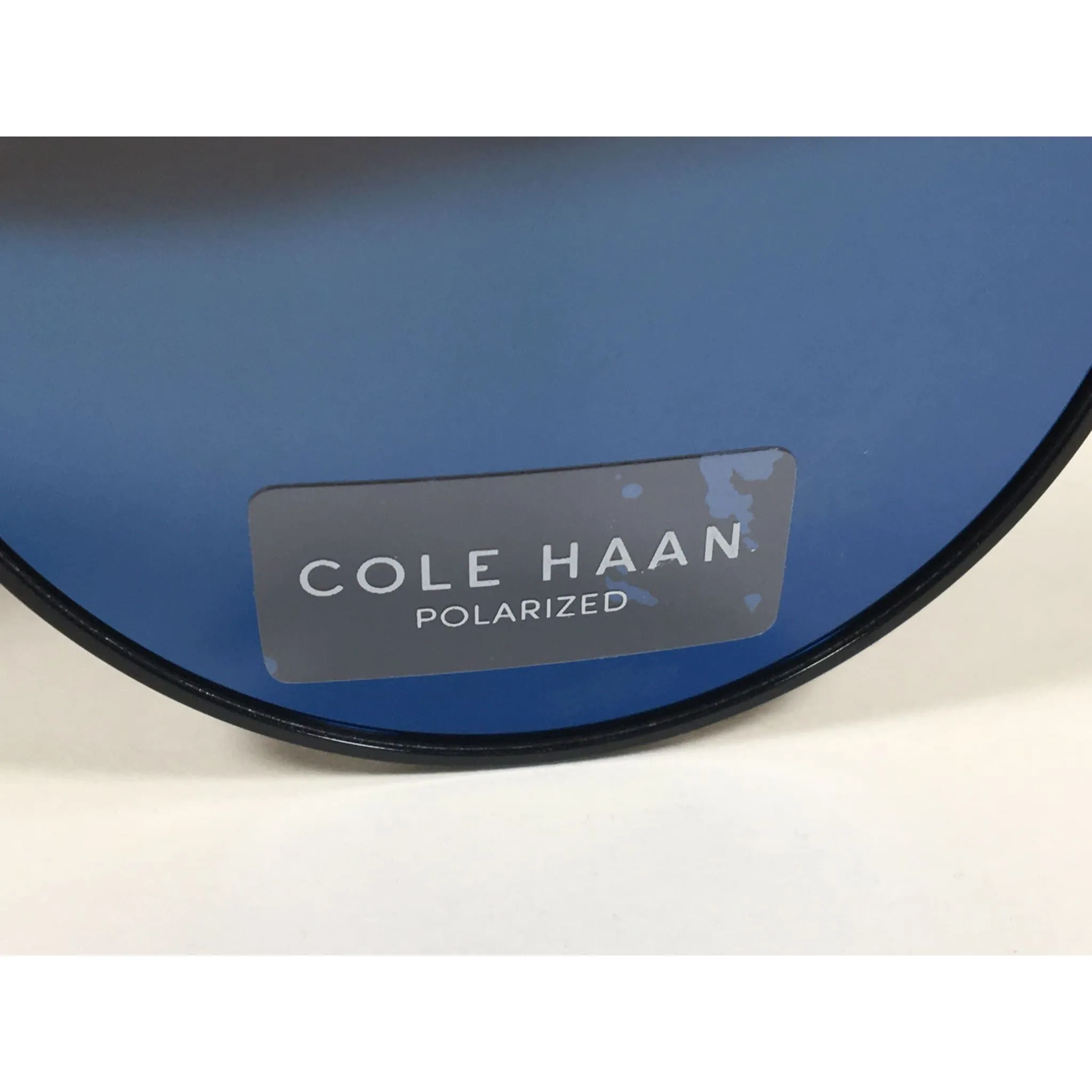 Cole Haan Polarized Round Sunglasses Black Blue Mirror Lens CH8004 001 BLACK